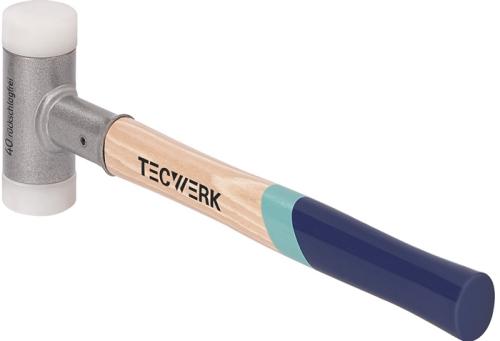 TECWERK Schonhammer L.375mm Kopf-D.40mm Hickory rückschlagfrei hart Nyl.weiß
